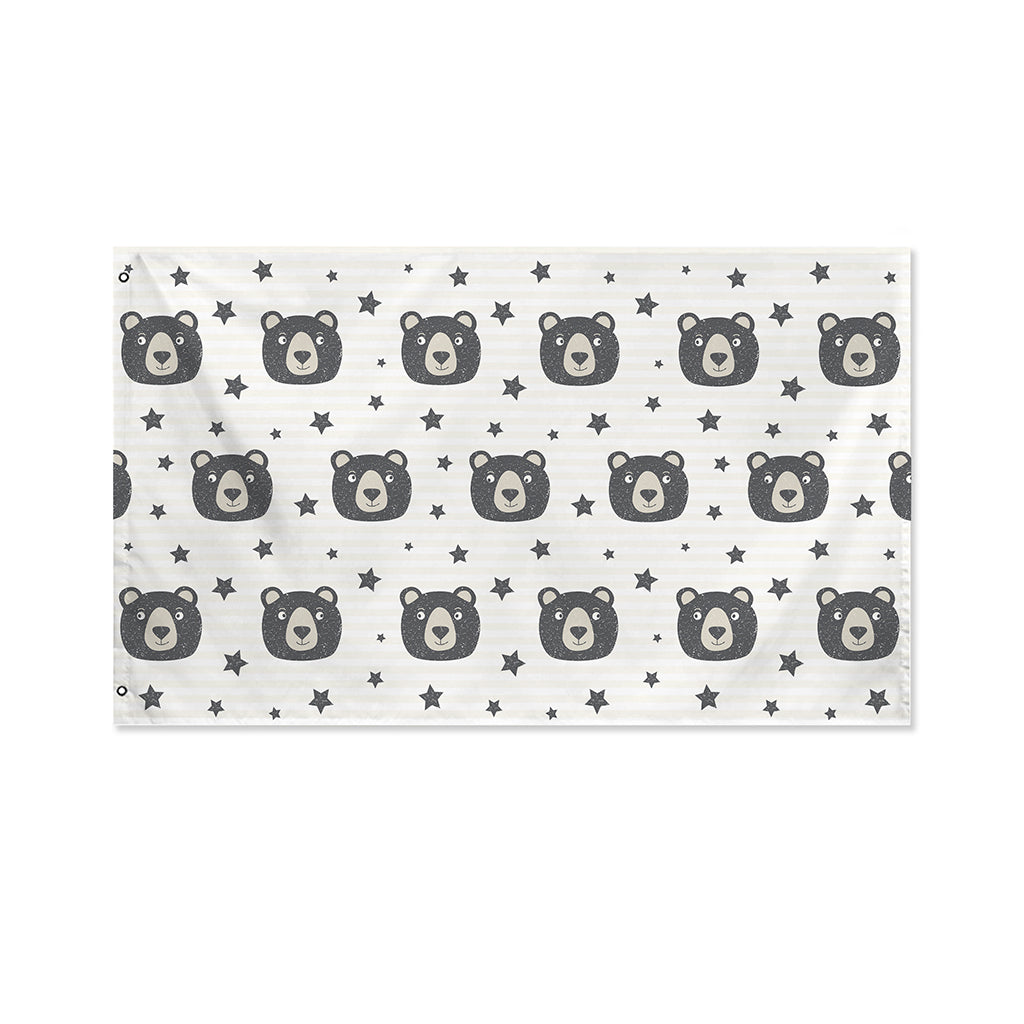 Cute Black Bear Pattern Print Polyester Flag