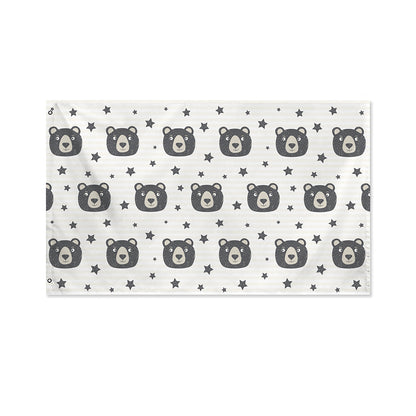 Cute Black Bear Pattern Print Polyester Flag