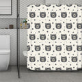 Cute Black Bear Pattern Print Polyester Shower Curtain