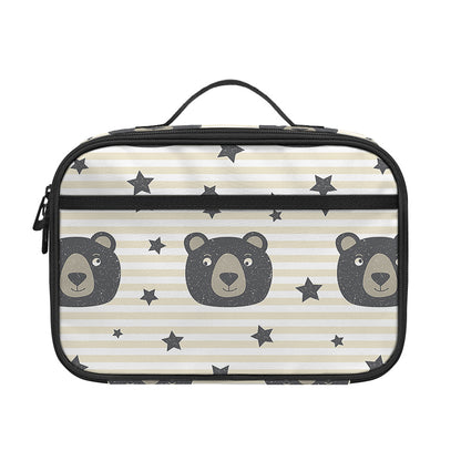 Cute Black Bear Pattern Print Portable Lunch Bag