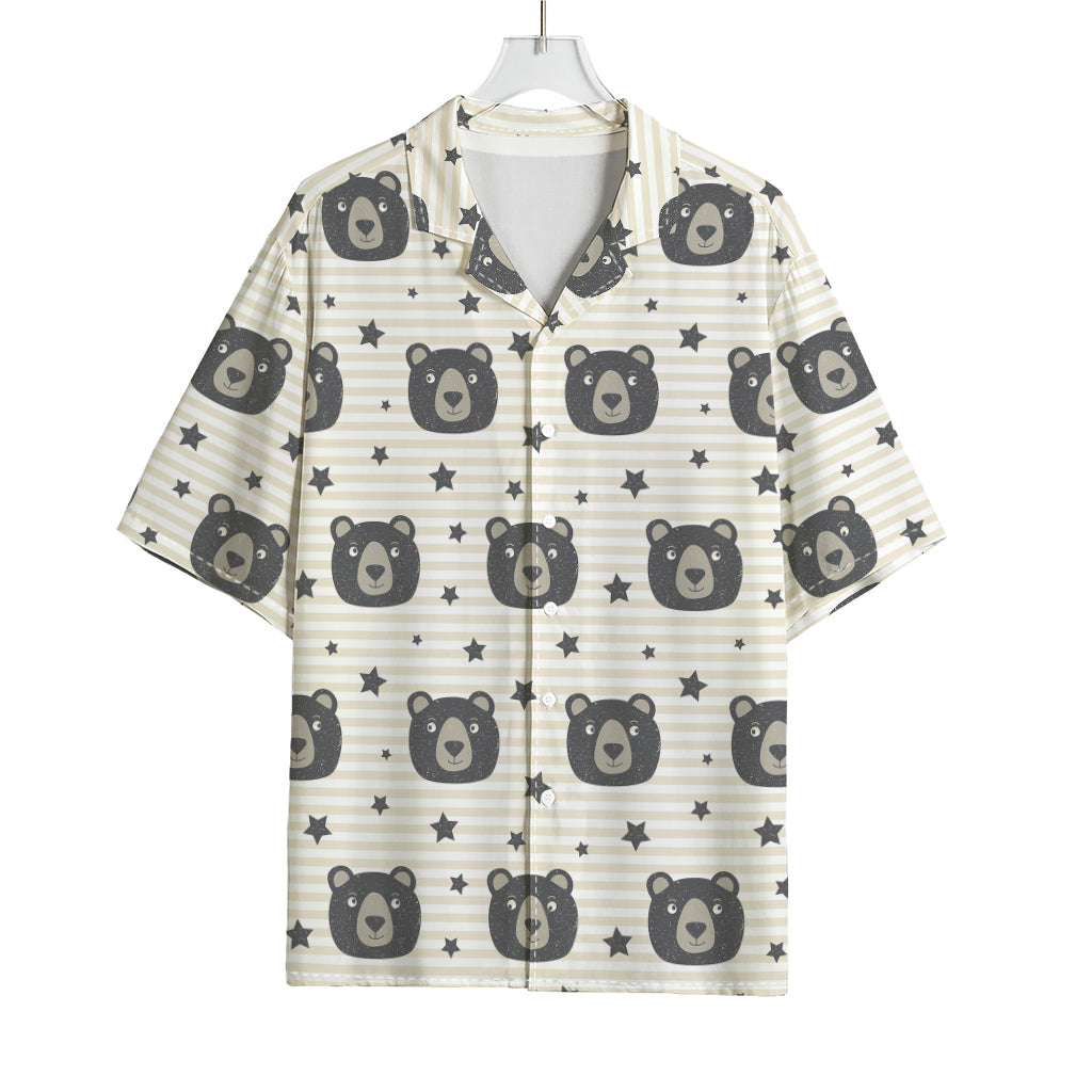 Cute Black Bear Pattern Print Rayon Hawaiian Shirt