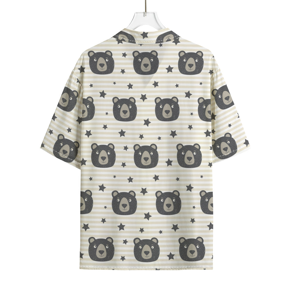 Cute Black Bear Pattern Print Rayon Hawaiian Shirt