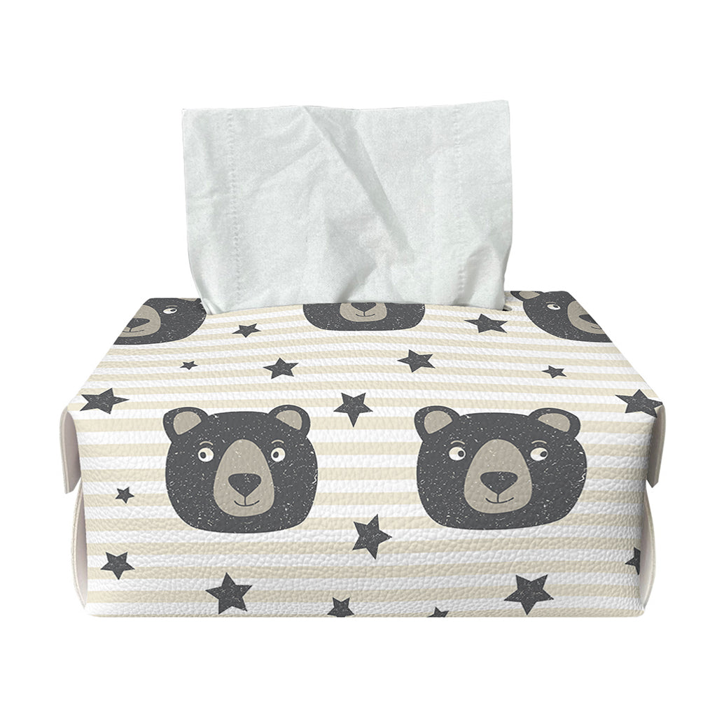 Cute Black Bear Pattern Print Rectangle Tissue Box Cover