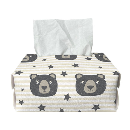 Cute Black Bear Pattern Print Rectangle Tissue Box Cover