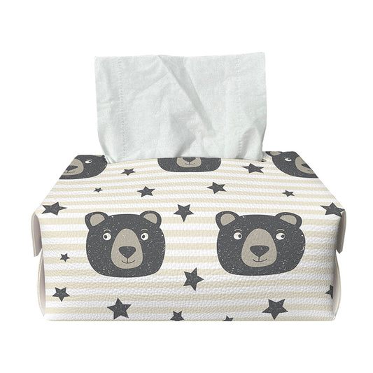 Cute Black Bear Pattern Print Rectangle Tissue Box Cover