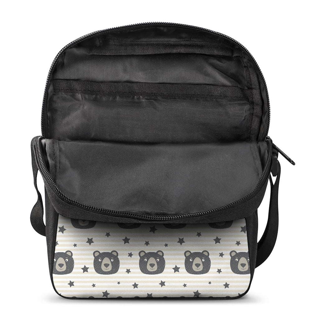 Cute Black Bear Pattern Print Rectangular Crossbody Bag