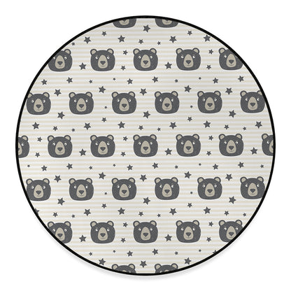 Cute Black Bear Pattern Print Round Floor Mat