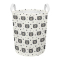 Cute Black Bear Pattern Print Round Laundry Basket
