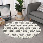 Cute Black Bear Pattern Print Round Rug