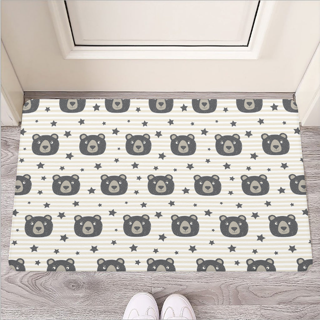 Cute Black Bear Pattern Print Rubber Doormat