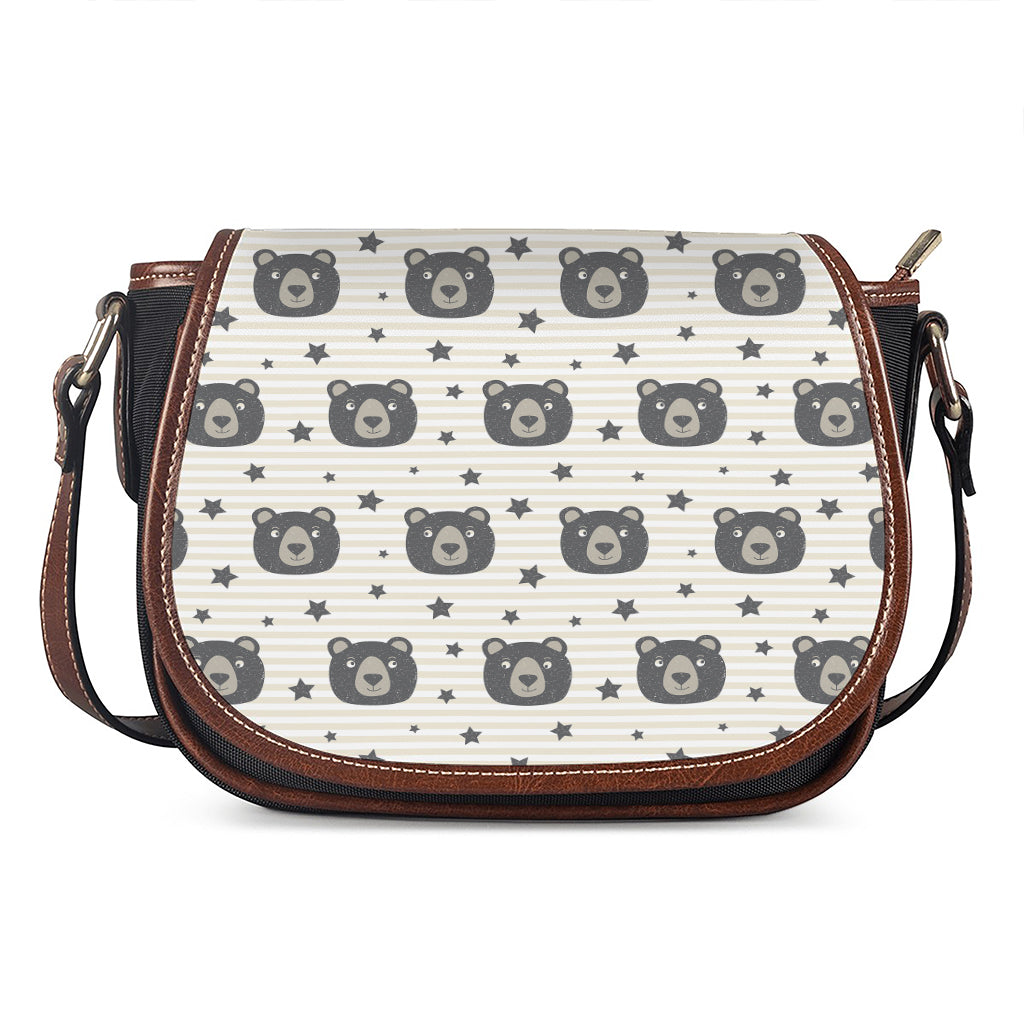 Cute Black Bear Pattern Print Saddle Bag