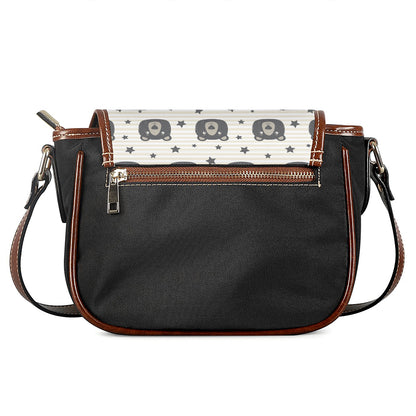 Cute Black Bear Pattern Print Saddle Bag
