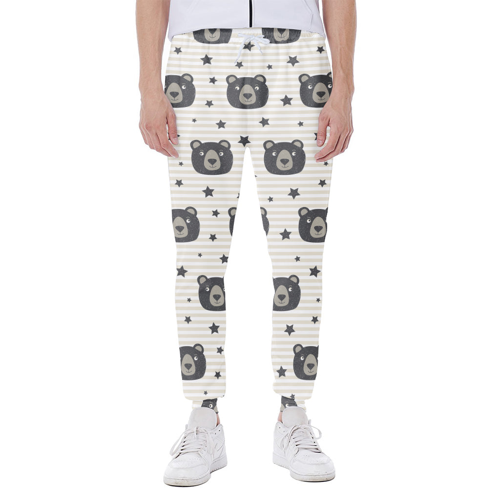 Cute Black Bear Pattern Print Scuba Joggers