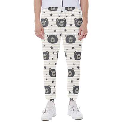 Cute Black Bear Pattern Print Scuba Joggers