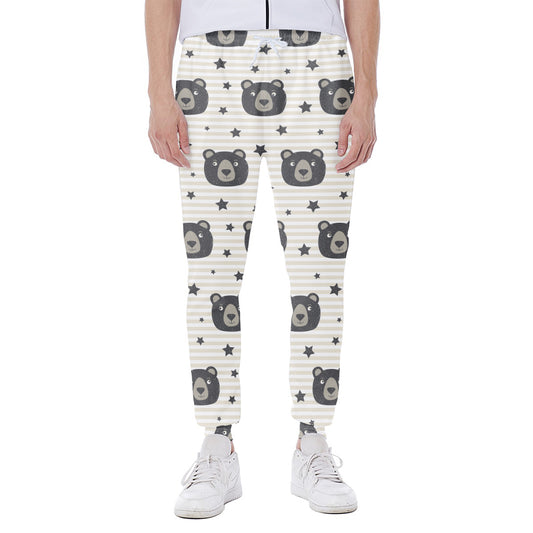 Cute Black Bear Pattern Print Scuba Joggers