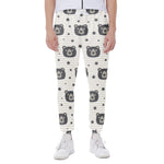 Cute Black Bear Pattern Print Scuba Joggers