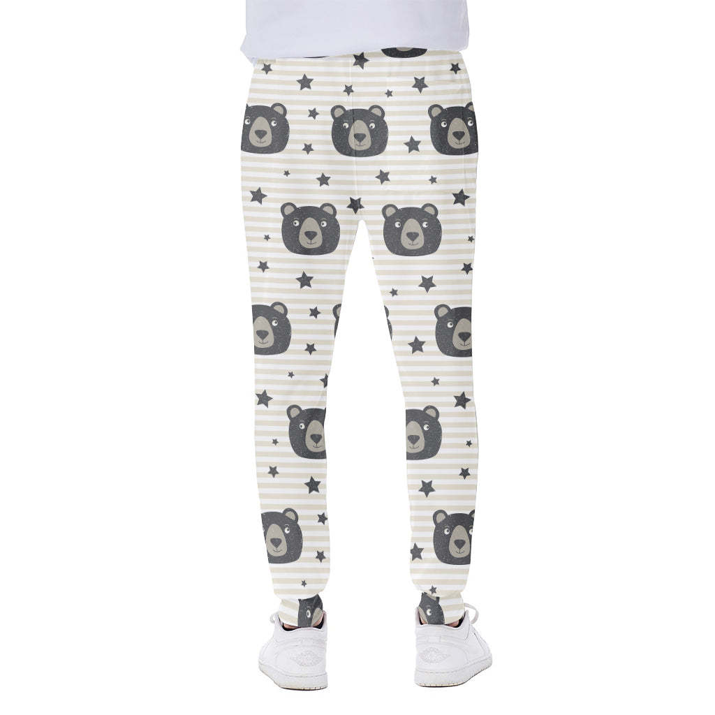 Cute Black Bear Pattern Print Scuba Joggers