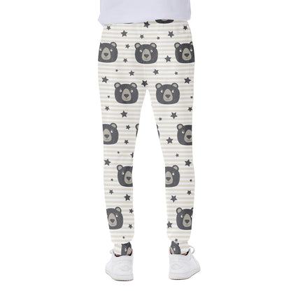 Cute Black Bear Pattern Print Scuba Joggers