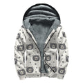 Cute Black Bear Pattern Print Sherpa Lined Zip Up Hoodie
