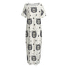 Cute Black Bear Pattern Print Short Sleeve Long Nightdress