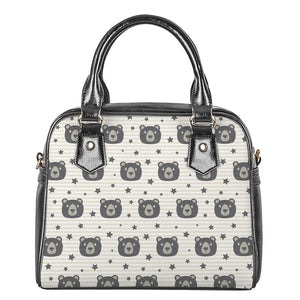 Cute Black Bear Pattern Print Shoulder Handbag