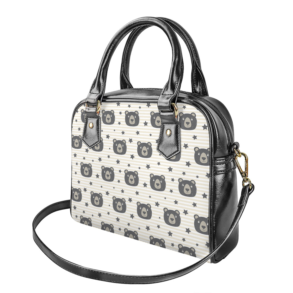 Cute Black Bear Pattern Print Shoulder Handbag