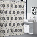 Cute Black Bear Pattern Print Shower Curtain