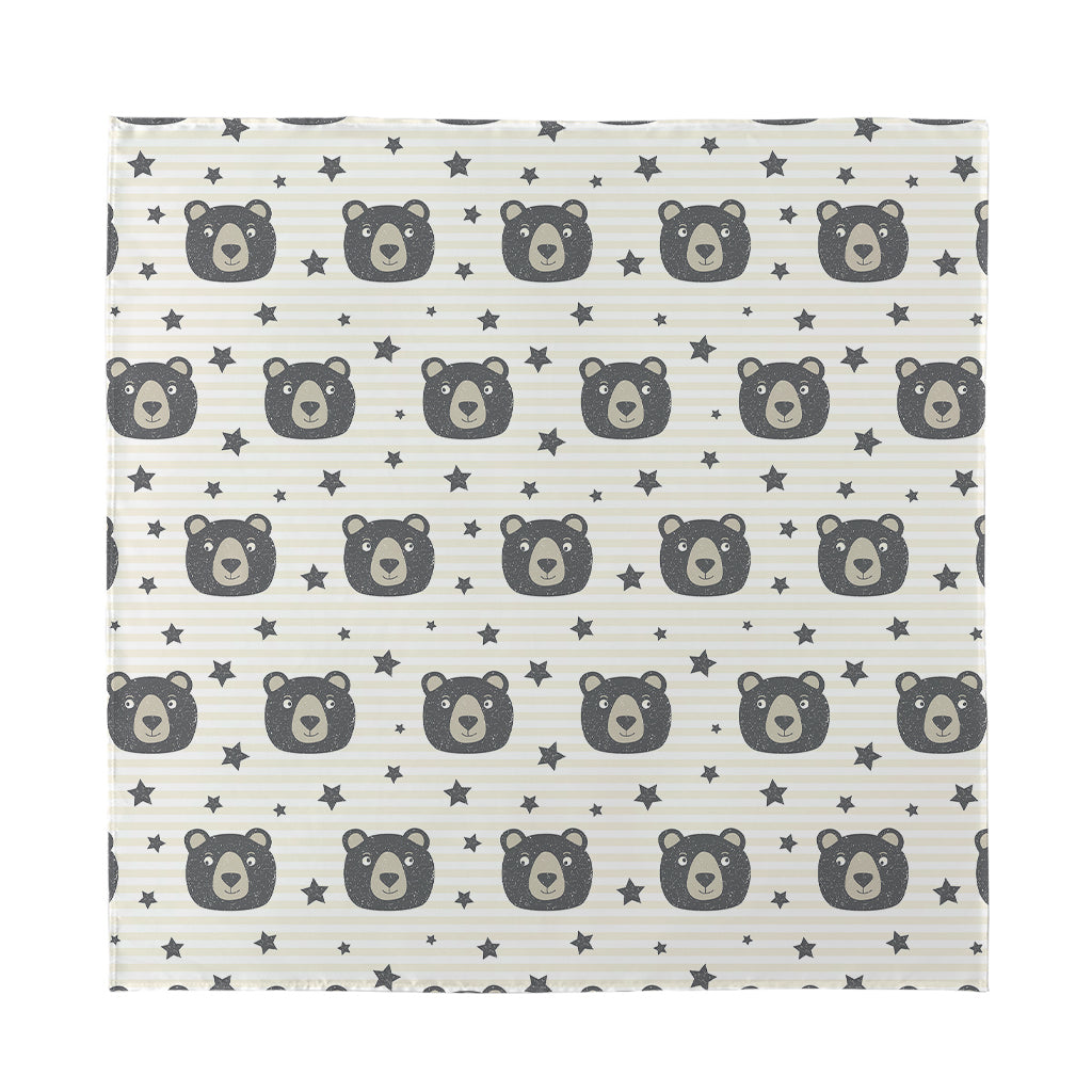 Cute Black Bear Pattern Print Silk Bandana