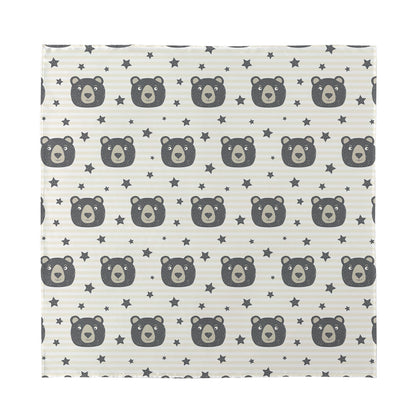 Cute Black Bear Pattern Print Silk Bandana