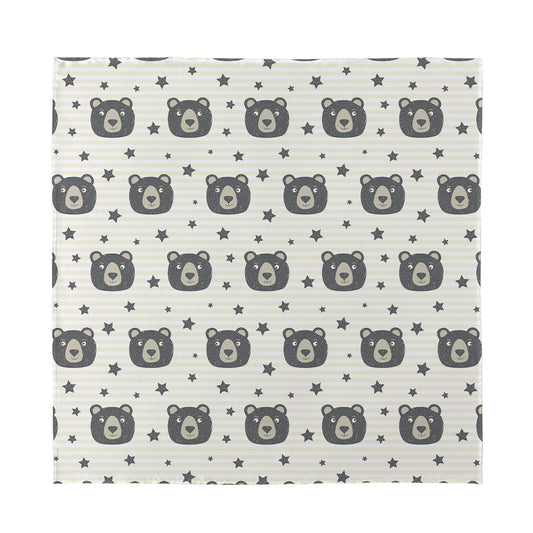 Cute Black Bear Pattern Print Silk Bandana