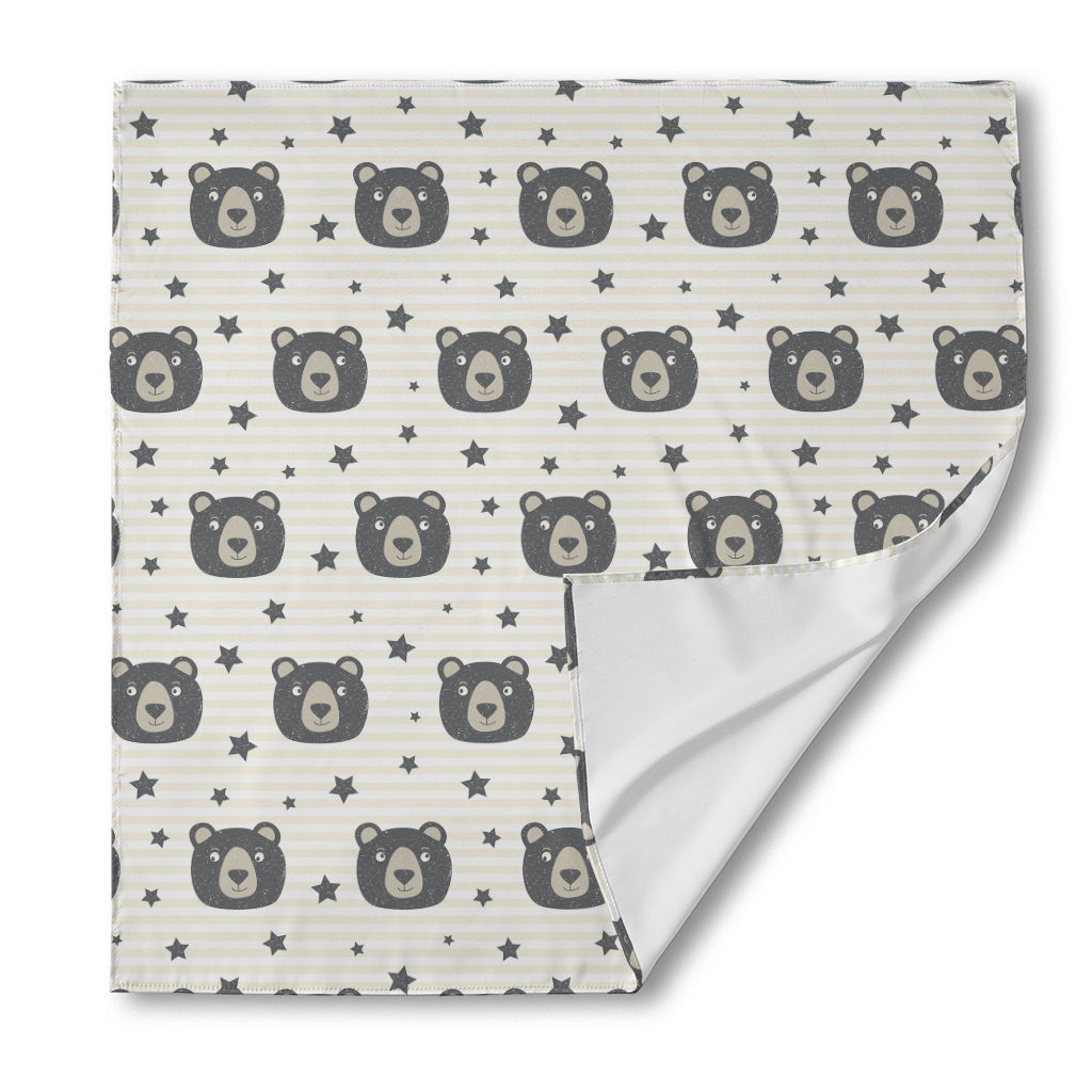 Cute Black Bear Pattern Print Silk Bandana