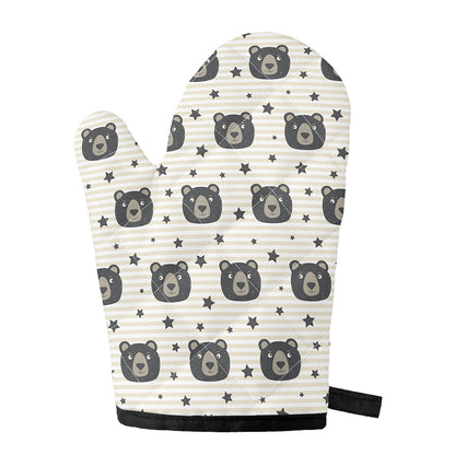 Cute Black Bear Pattern Print Single Oven Mitt