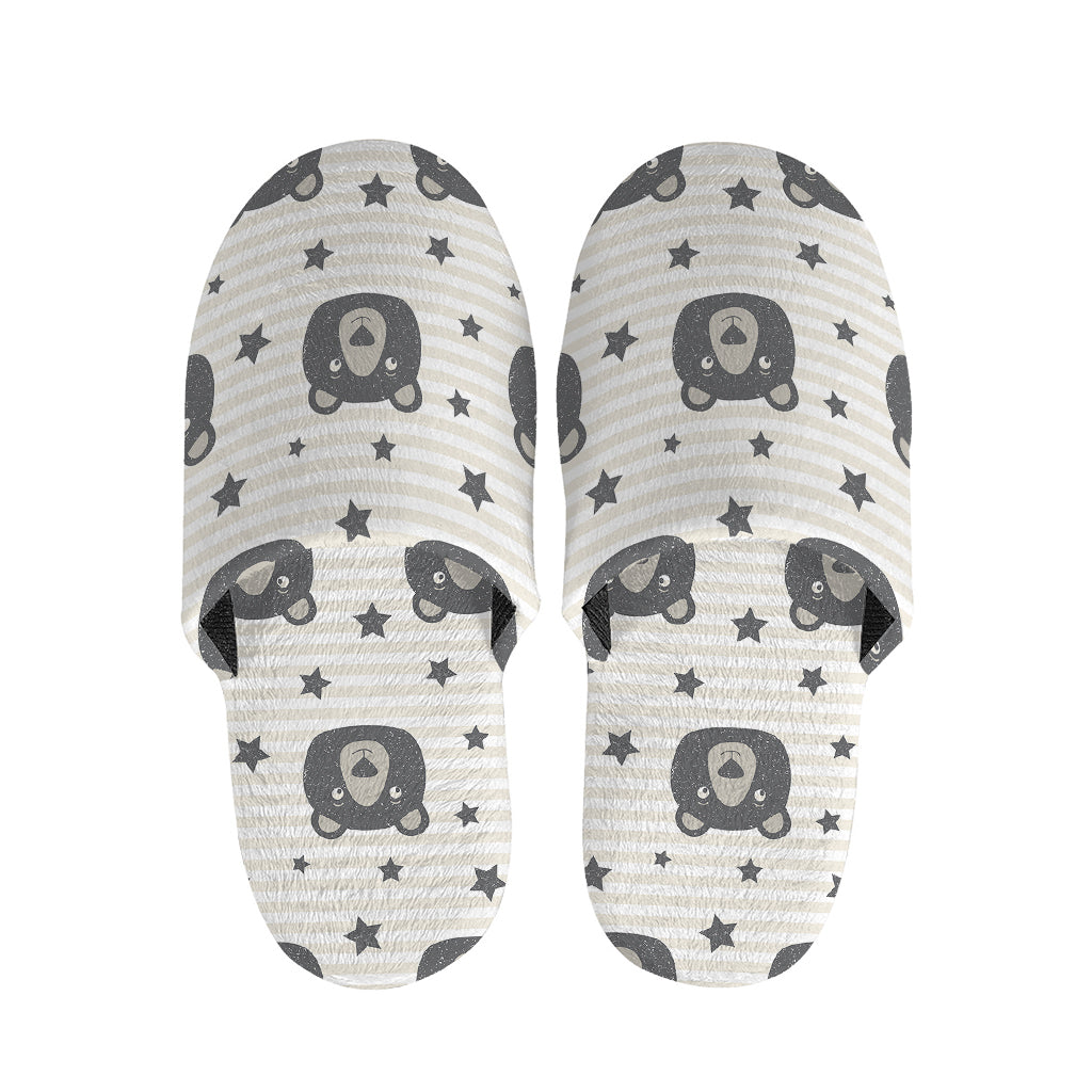 Cute Black Bear Pattern Print Slippers