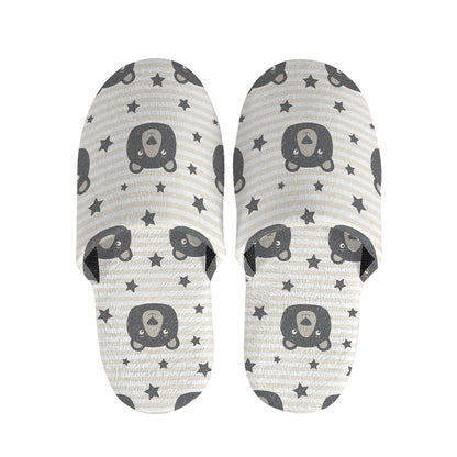 Cute Black Bear Pattern Print Slippers