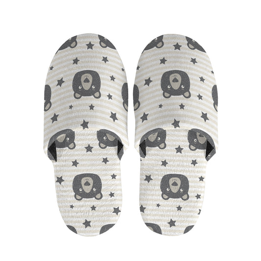 Cute Black Bear Pattern Print Slippers