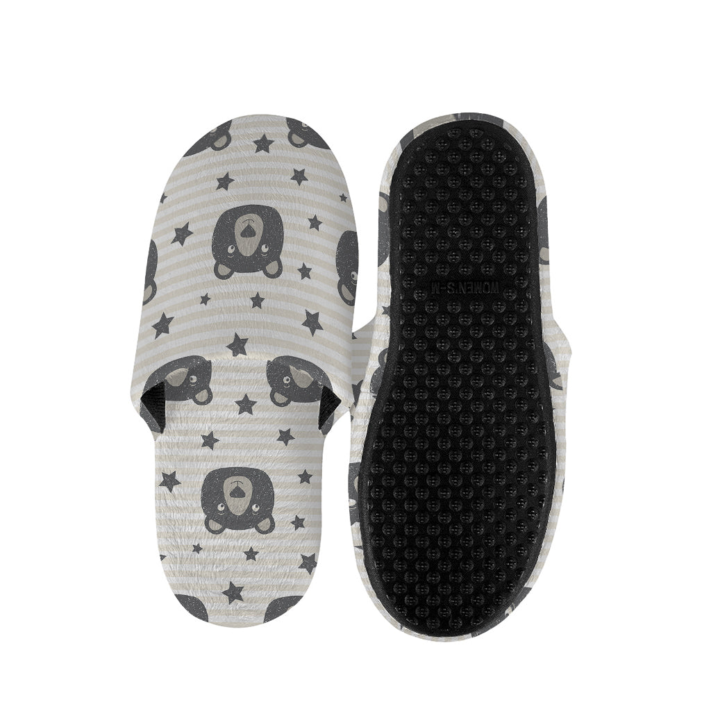 Cute Black Bear Pattern Print Slippers