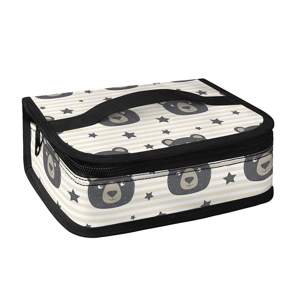 Cute Black Bear Pattern Print Small Lunch Bag