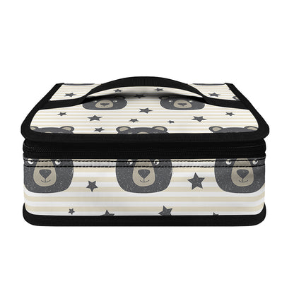 Cute Black Bear Pattern Print Small Lunch Bag