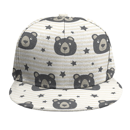 Cute Black Bear Pattern Print Snapback Cap