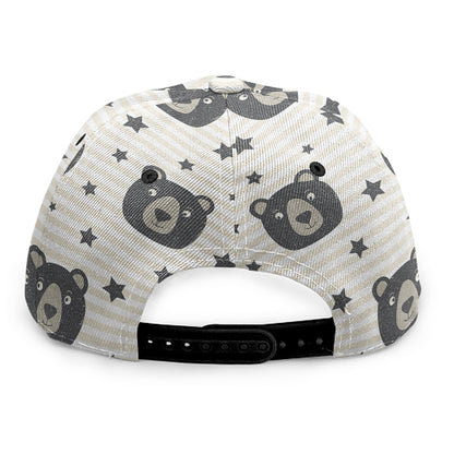 Cute Black Bear Pattern Print Snapback Cap