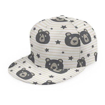 Cute Black Bear Pattern Print Snapback Cap