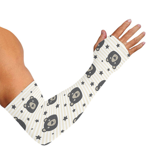 Cute Black Bear Pattern Print Sun Protection Arm Sleeves