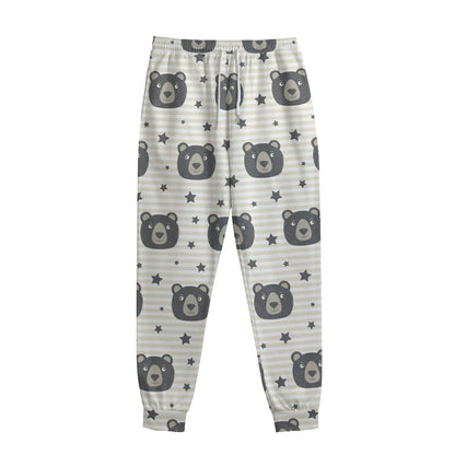 Cute Black Bear Pattern Print Sweatpants