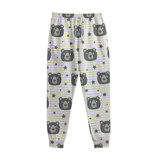 Cute Black Bear Pattern Print Sweatpants