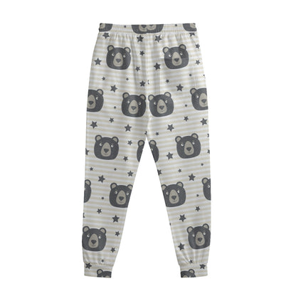 Cute Black Bear Pattern Print Sweatpants