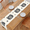 Cute Black Bear Pattern Print Table Runner