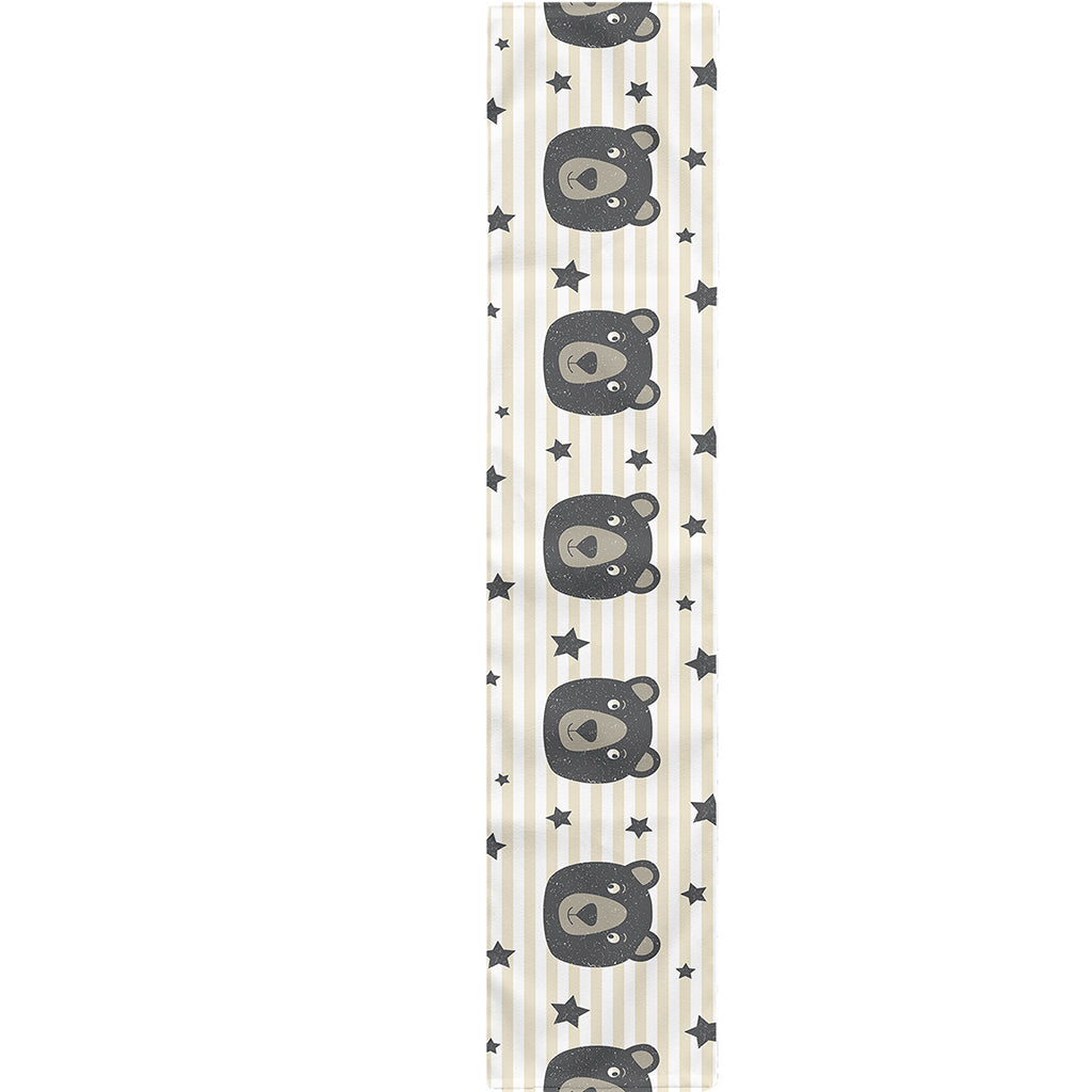 Cute Black Bear Pattern Print Table Runner