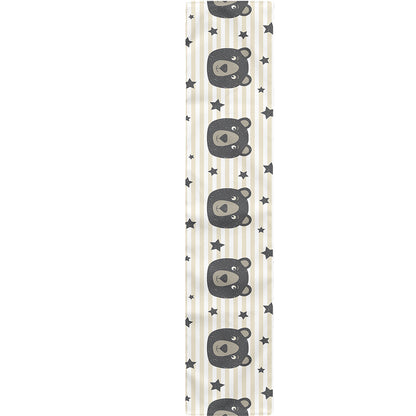 Cute Black Bear Pattern Print Table Runner