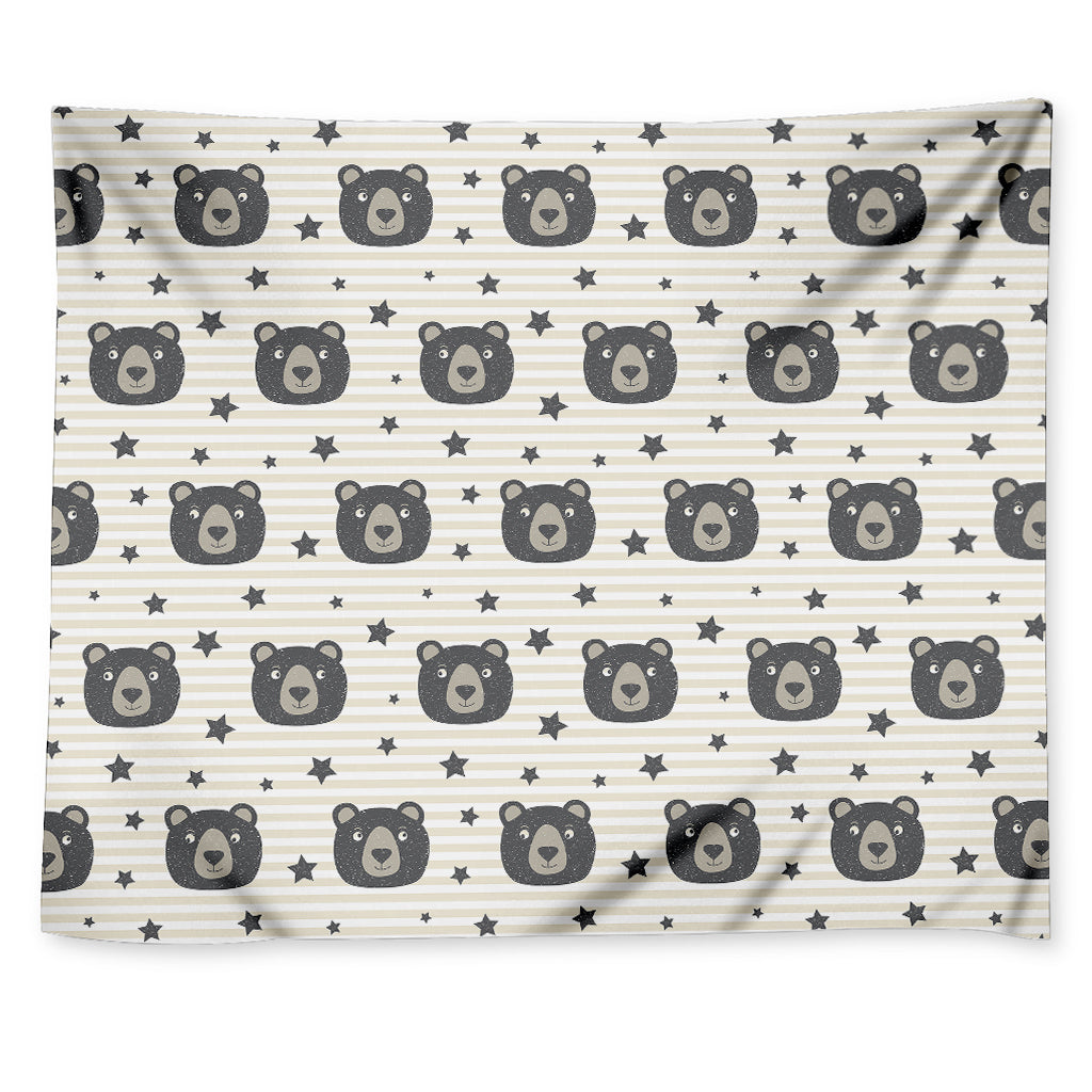 Cute Black Bear Pattern Print Tapestry