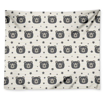 Cute Black Bear Pattern Print Tapestry